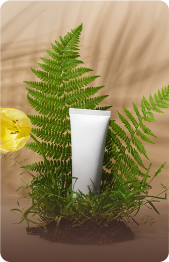 White tube with ferns